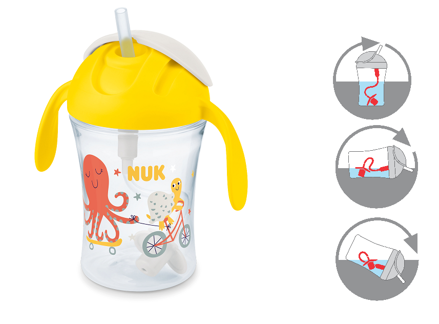 NUK MOTION CUP with straw, 230 ml, 8+ months, Yellow