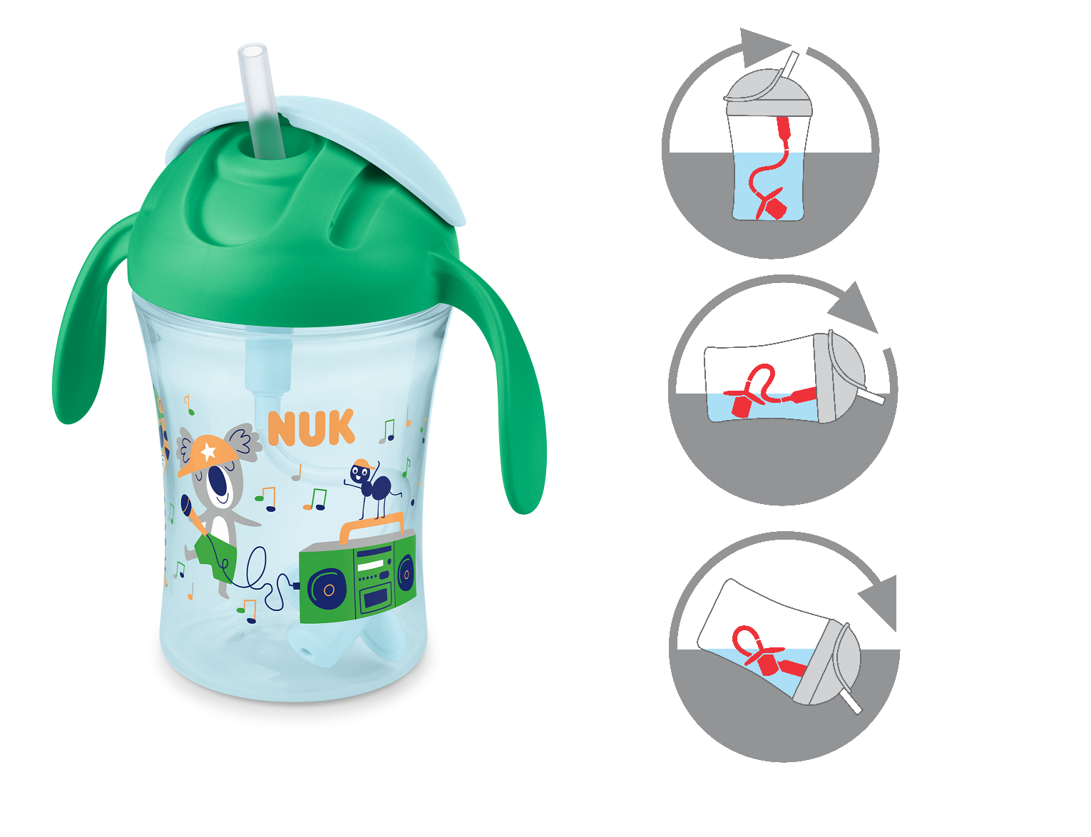 NUK MOTION CUP with straw, 230 ml, 8+ months, Green