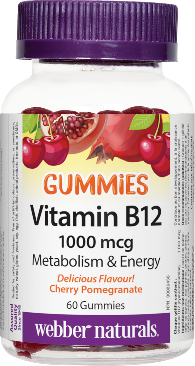 WEBBER NATURALS GUMMIES B12 CYANOCOBALAMIN Витамин Б-12 1000mcg x 60 gummies