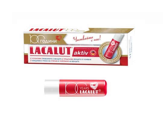 LACALUT PROMO ACTIV toothpaste 75ml + lip stick