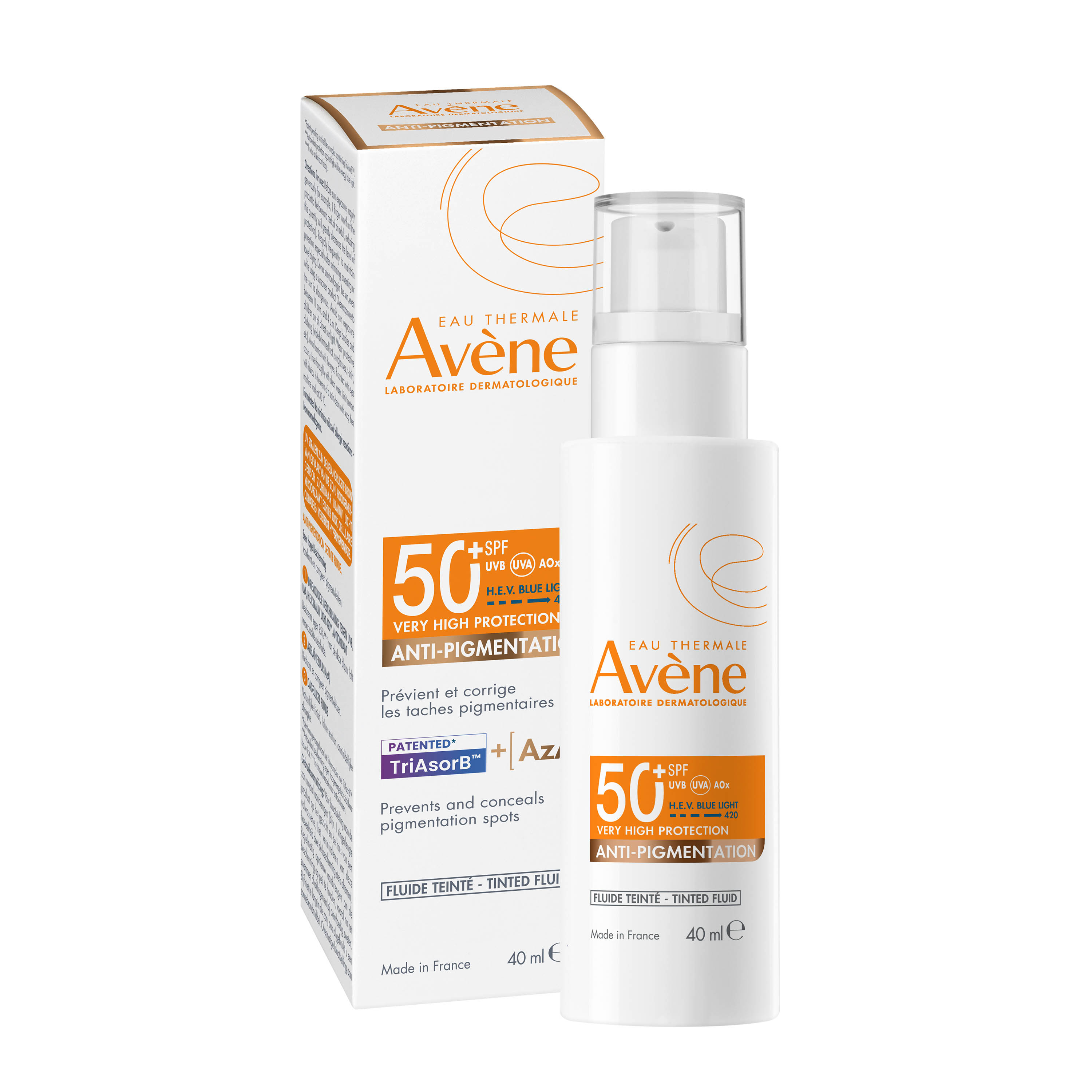 AVENE SUN SPF50+ тониран флуид против пигментации 40ml