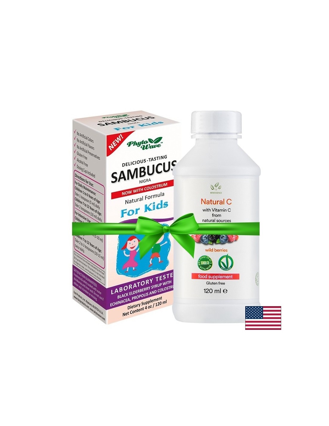 PHYTO WAVE PROMO SAMBUCUS NIGRA за деца 120ml + VITAMIN C течен 120ml