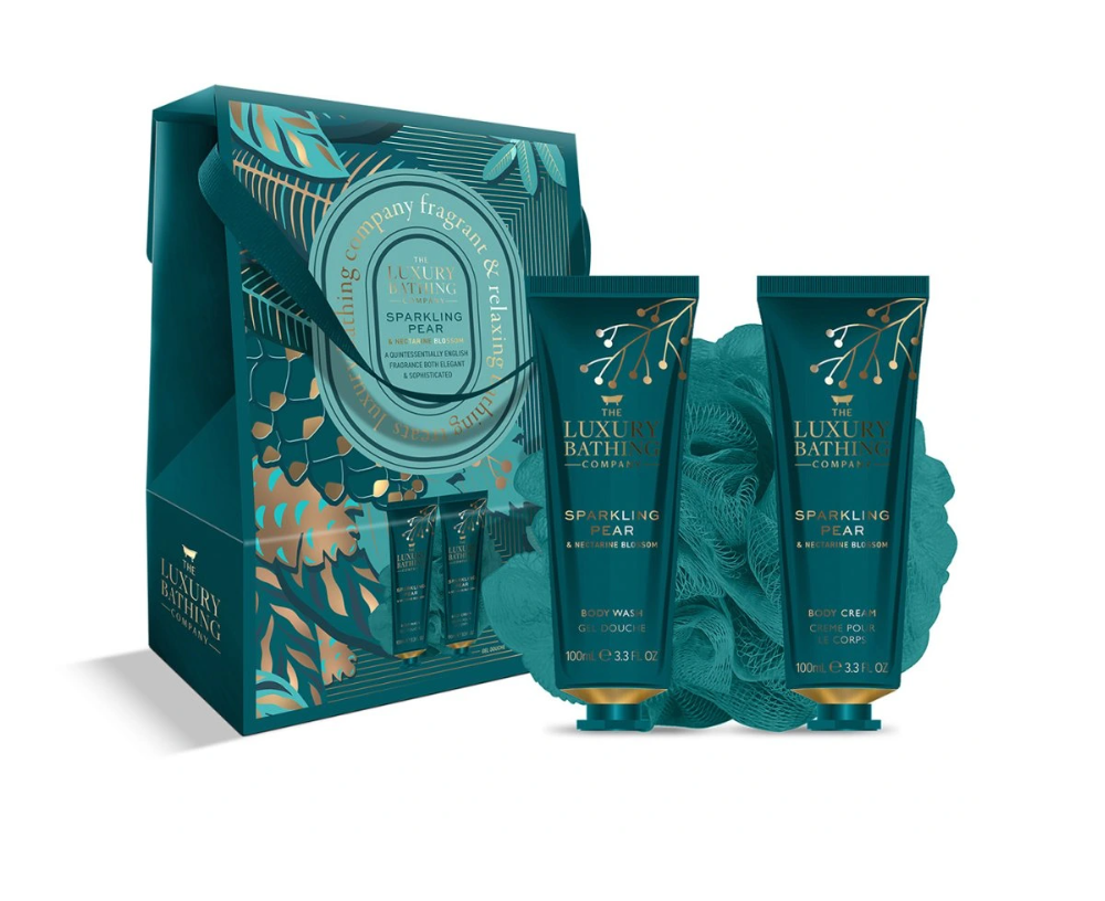 GRACE COLE PROMO Pear and Nectarine - shower gel 100ml, body cream 100ml, bath sponge