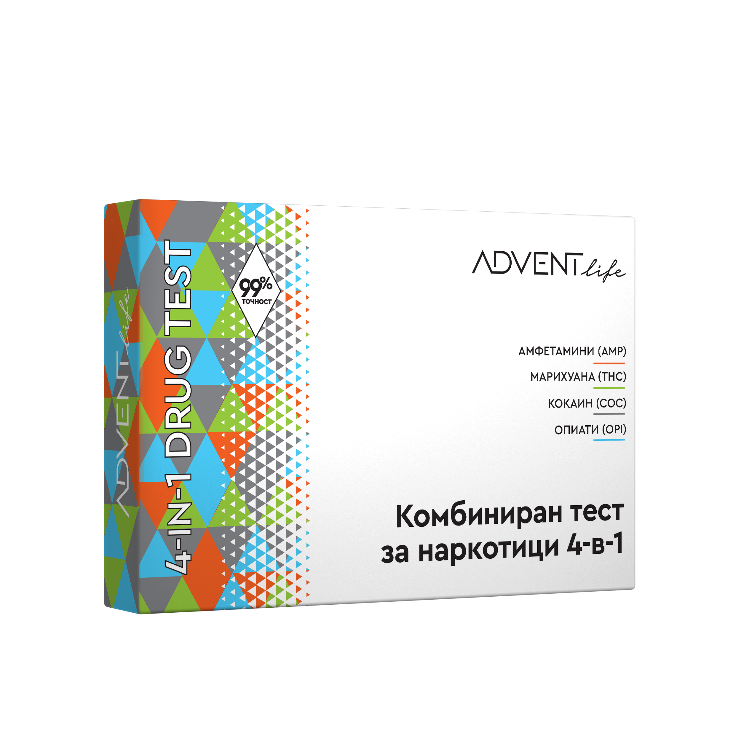 ADVENT LIFE Комбиниран тест за наркотици Амфетамин, Марихуана, Кокаин и Опиати