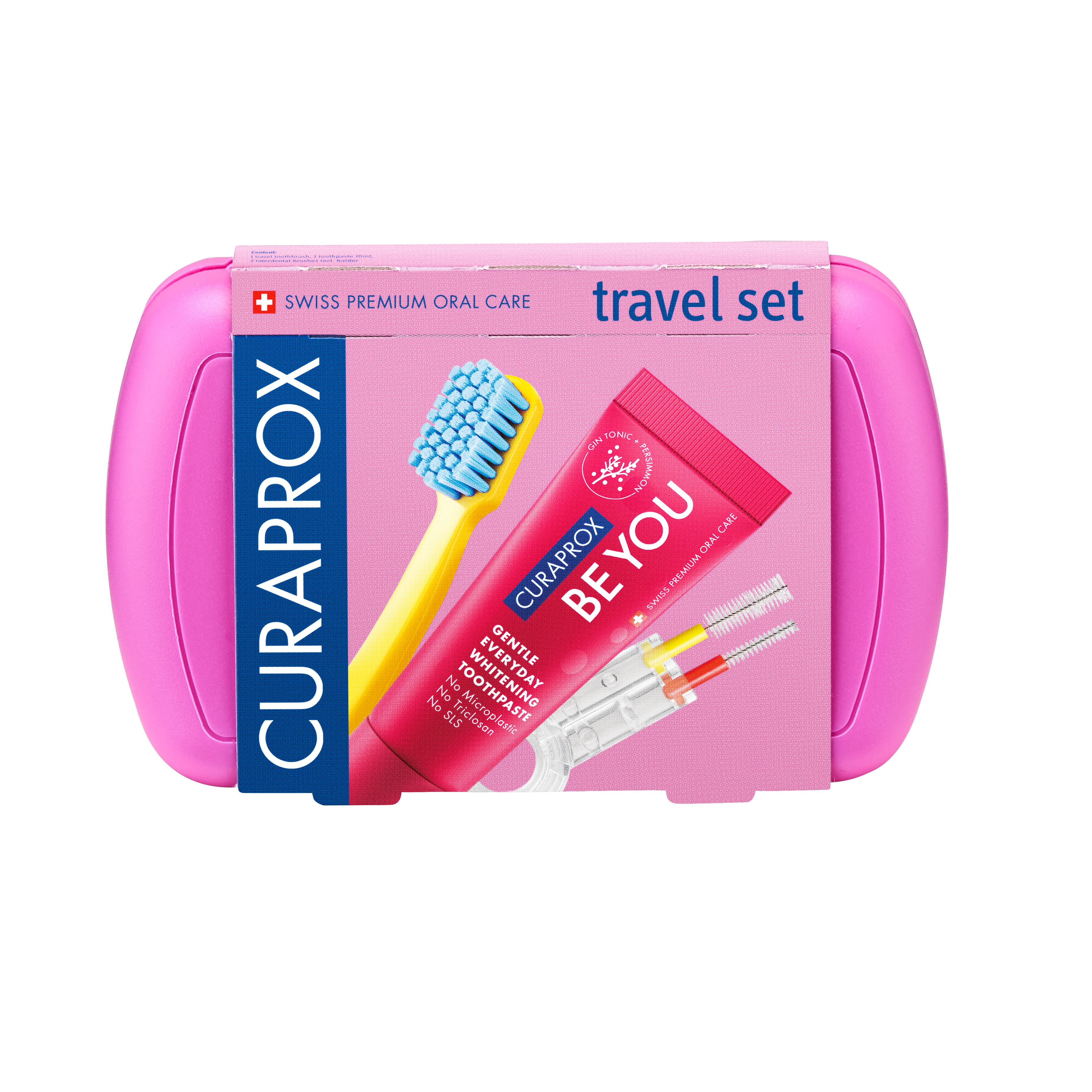 CURAPROX BE YOU комплект за път със сгъваема ЧЗ 5460 розов