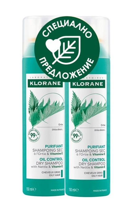 KLORANE DUO Shampoo dry with nettle for oily hair 150ml 1+1 -50% of the second