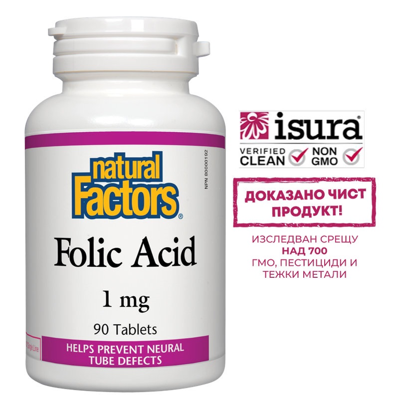 NATURAL FACTORS FOLIC ACID Folic acid 1mg x 90 tabl