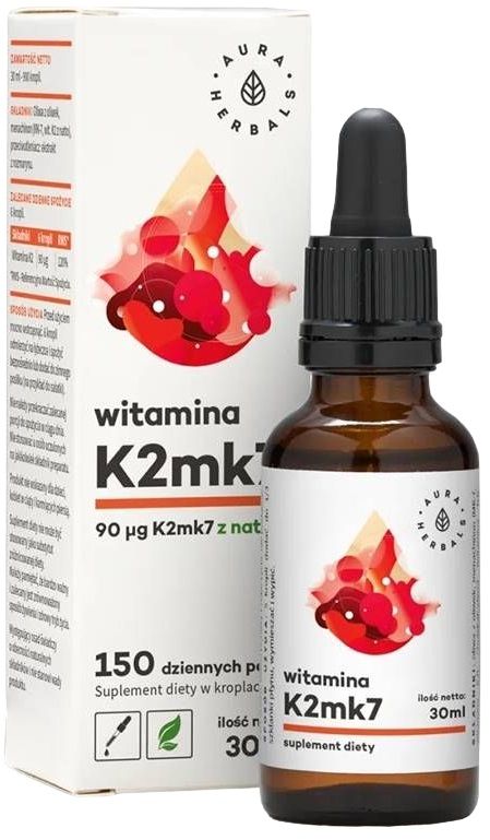 AURA HERBALS WITAMINA Witamina K2mk7 90mcg (дн.доза) Витамин K2 за здрави кости и зъби капки х 30ml