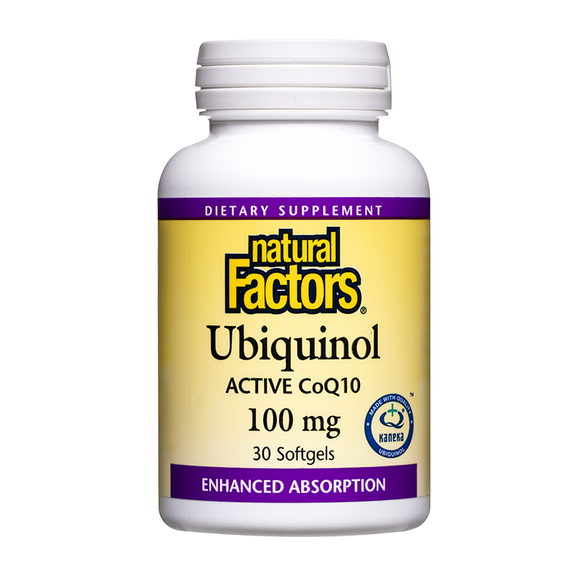 NATURAL FACTORS UBIQUINOL Active CoQ10 100mg Убиквинол (Активен Коензим Q10) антиоксидант и кардиопротектор x 30 softgels caps