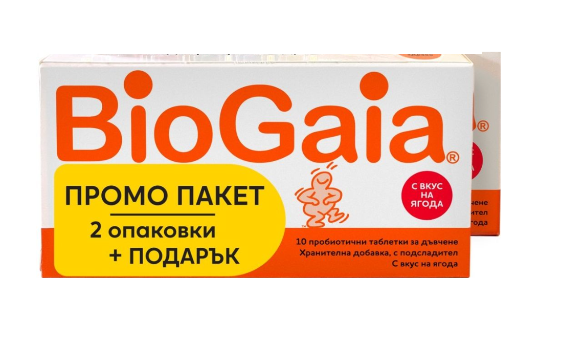 BIOGAIA PROMO PROTECTIS Probiotic chewable tablets for good intestinal health and high immunity, strawberry flavor x 10 chew tabl 1+1