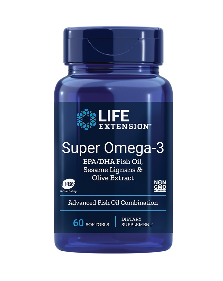 LIFE EXTENSION SUPER OMEGA-3 EPA/DHA Fish Oil,Sesame Lignans, Olive Extract (Enteric Coated for Sensitive Stomachs) Супер Омега-3 (с лигнан от сусам и екстракт от маслина) х 120 enteric coated softgels caps