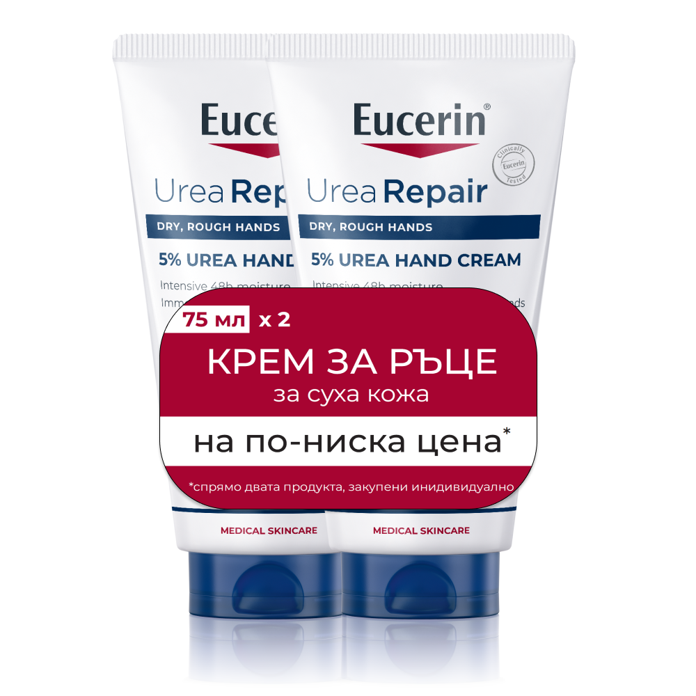 EUCERIN DUO UREAREPAIR Plus 5% крем за ръце 75 ml 1+1 на по-ниска цена