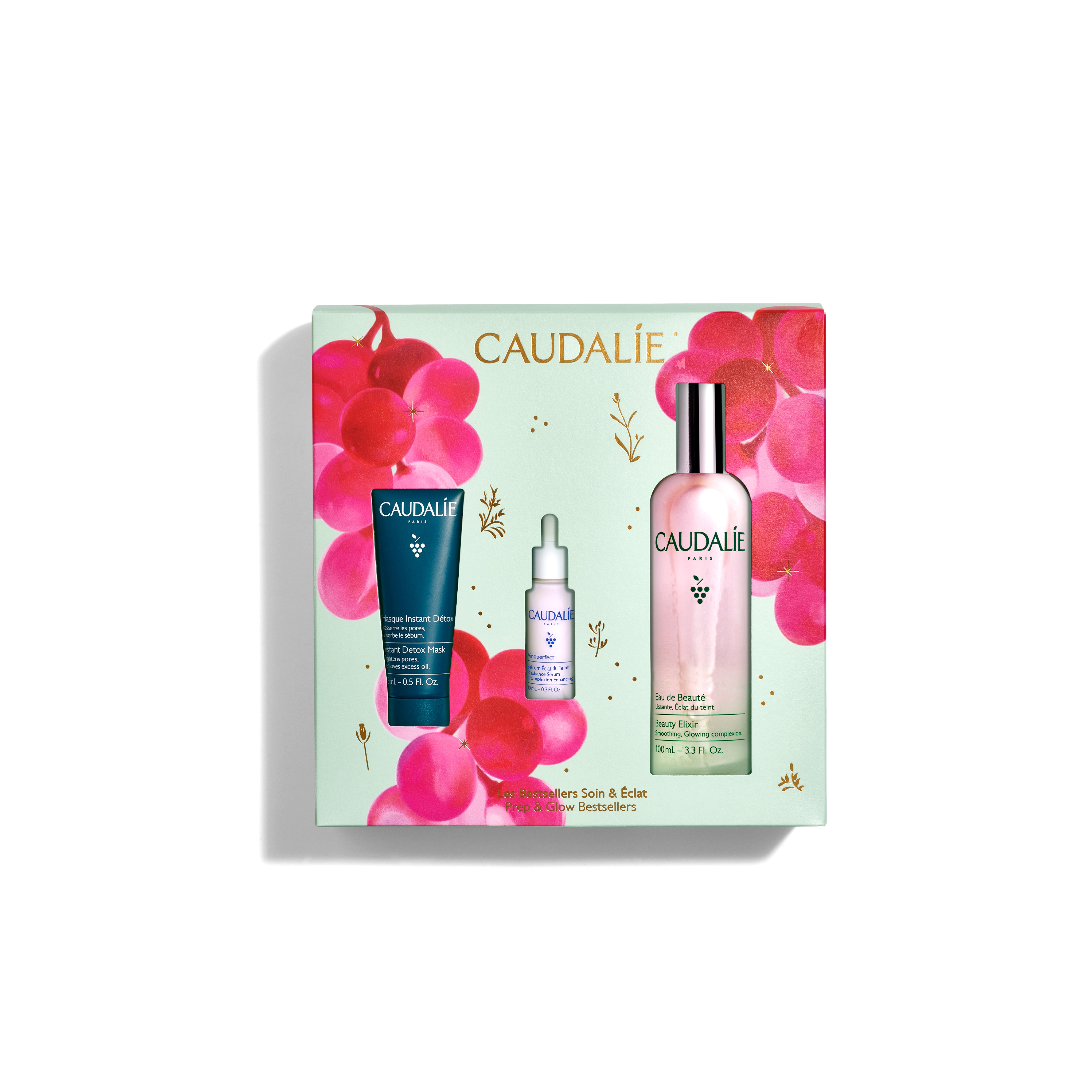 CAUDALIE PROMO Еликсир за Красота 100ml + Vinoperfect Озаряващ Серум 10ml + Мигновена Детокс маска 15ml