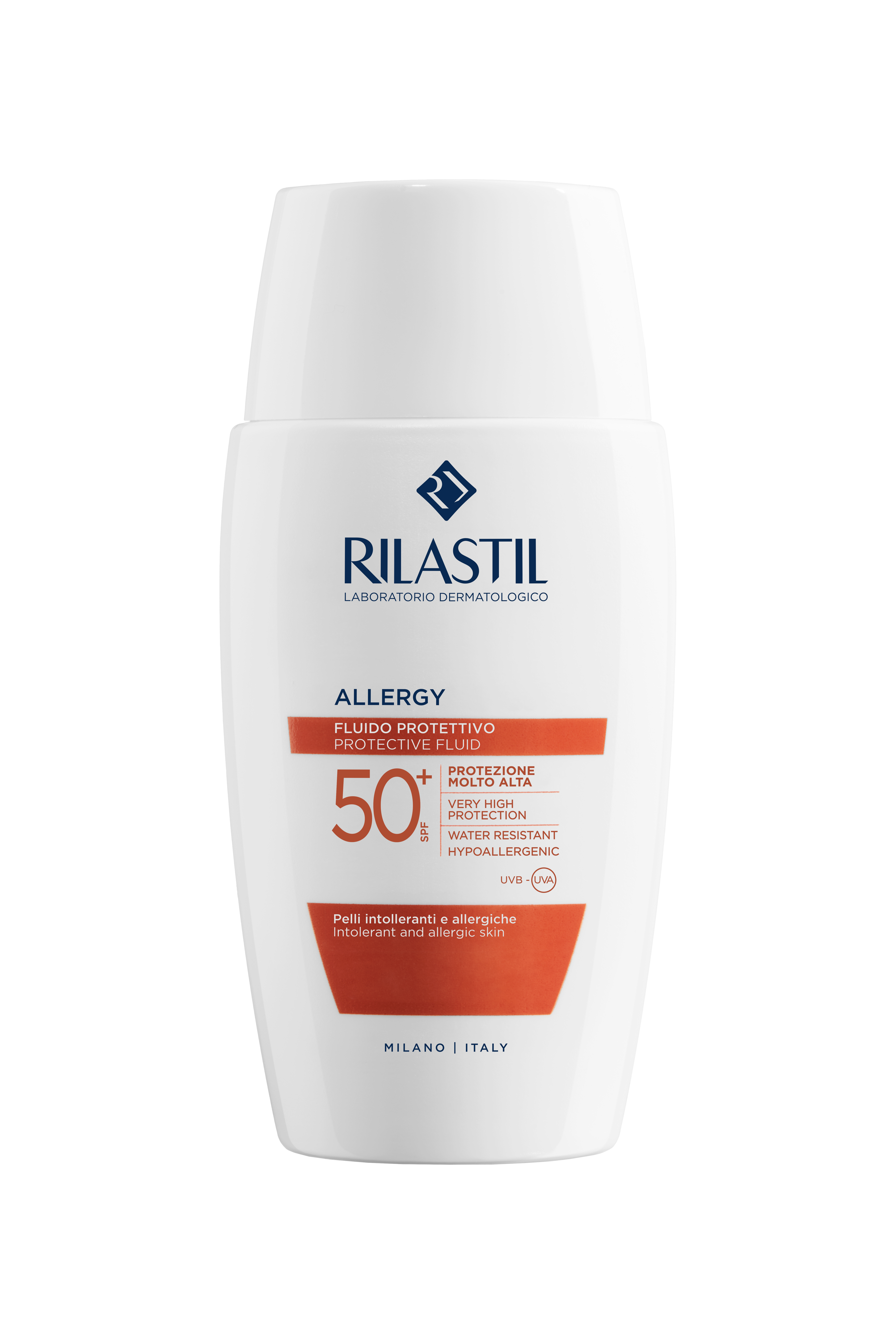 RILASTIL PHOTO PROTECTION ALLERGY FLUID+ SPF50+ слънцезащитен флуид за кожа склонна към слънчеви алергии 50 gr