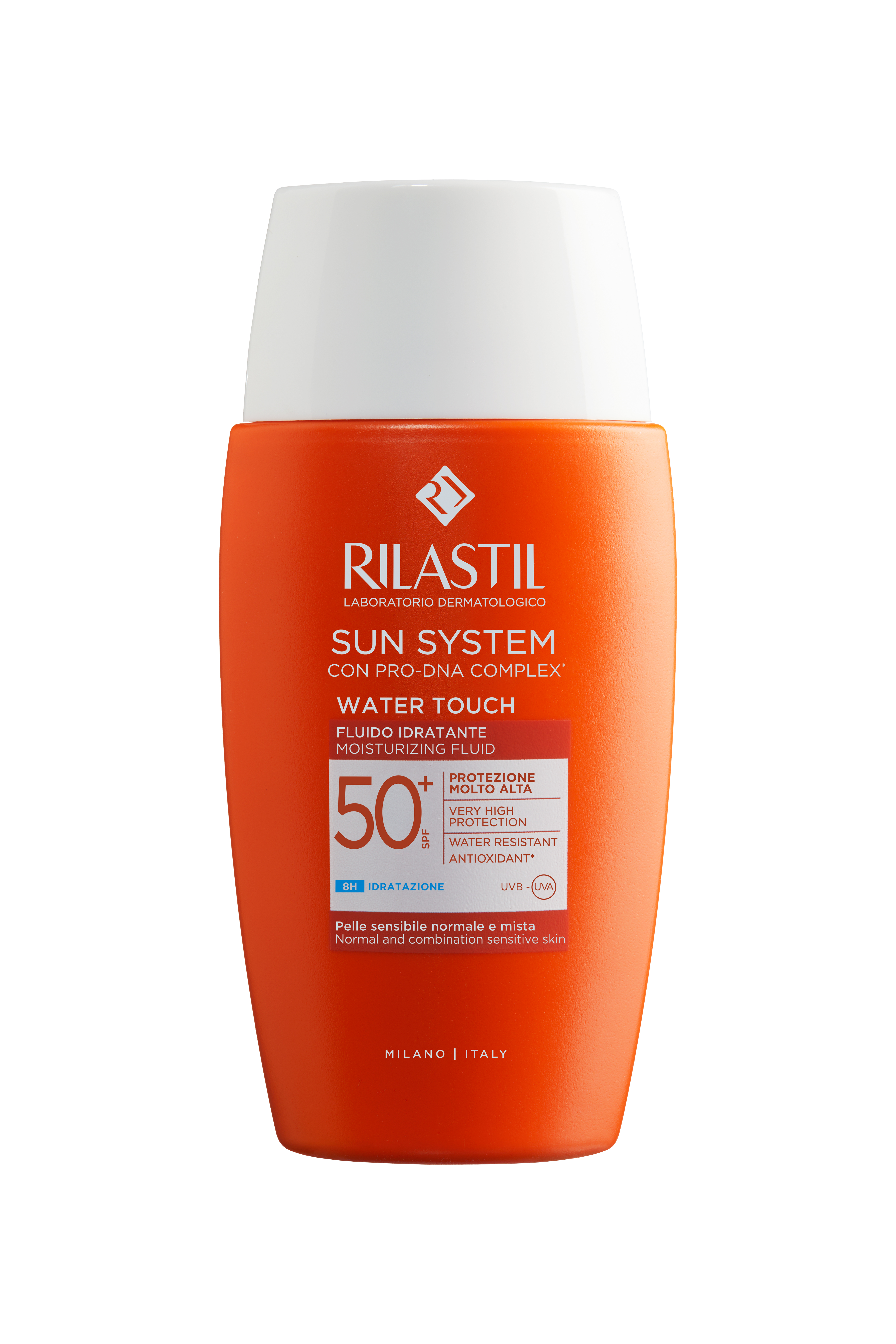 RILASTIL SUN SYSTEM WATER TOUCH MOISTURIZING FLUID SPF 50+ ултра лек слънцезащитен флуид за лице 50 ml