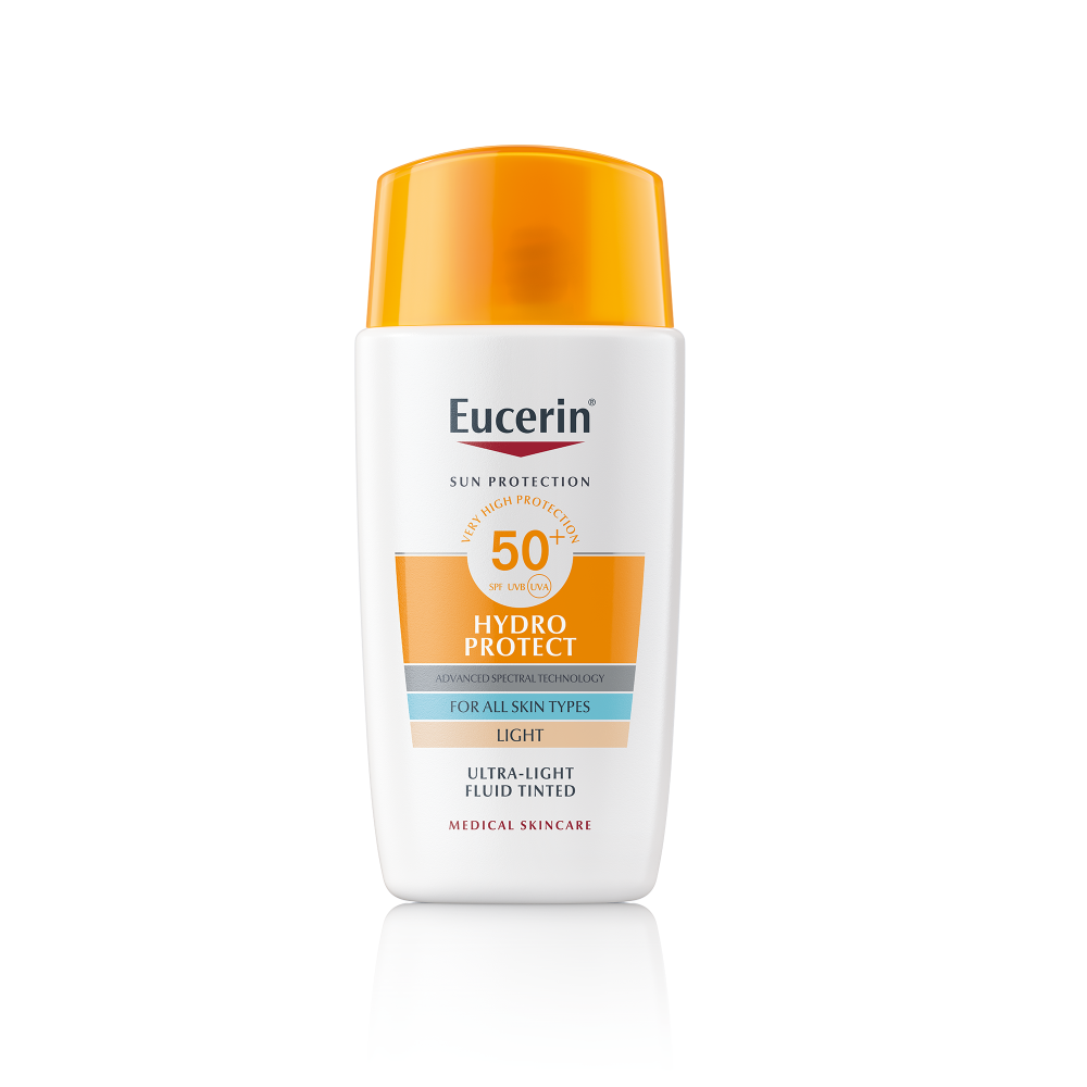 EUCERIN SUN SPF50+ Hydro Protect Оцветен слънцезащитен ултралек флуид за лице тъмен 50ml