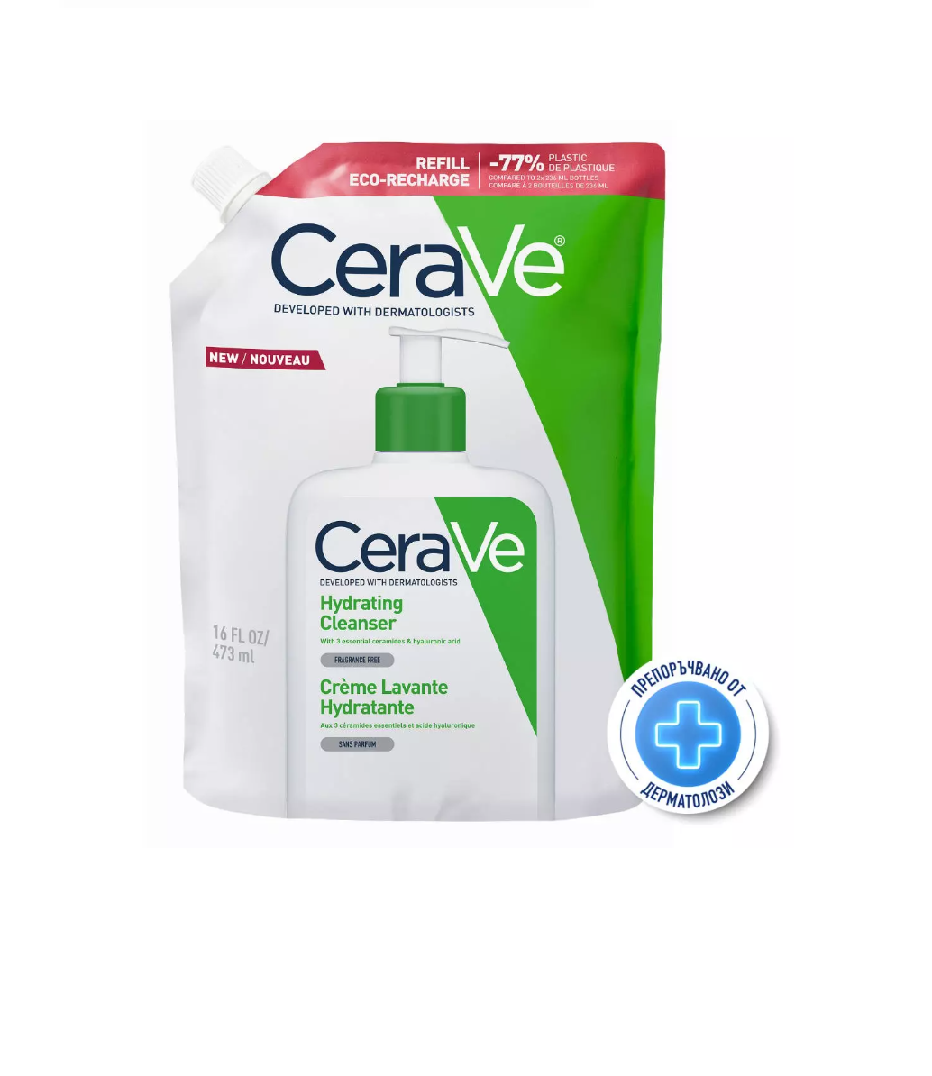 CERAVE измиващ крем хидратиращ,лице и тяло 473ml рефил