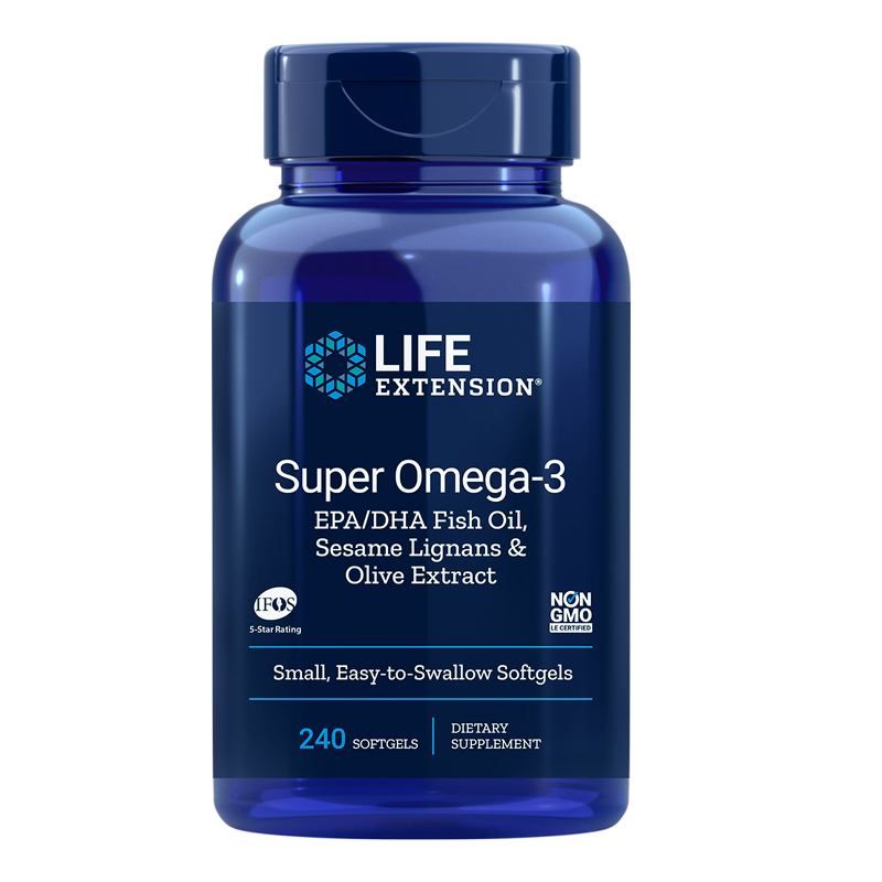 LIFE EXTENSION SUPER OMEGA-3 Супер Омега-3 (с лигнан от сусам и екстракт от маслина) за сърдечно-съдовата система и имунитет х  240 softgels caps