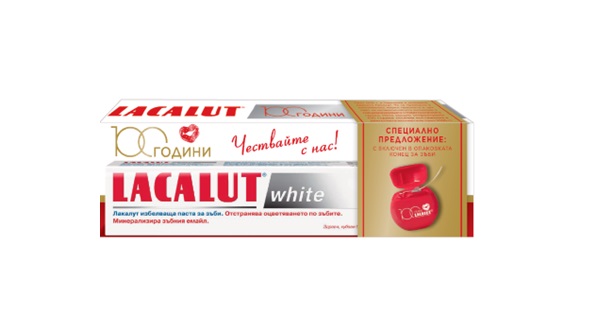 LACALUT PROMO WHITE паста за зъби 75ml + конец за зъби