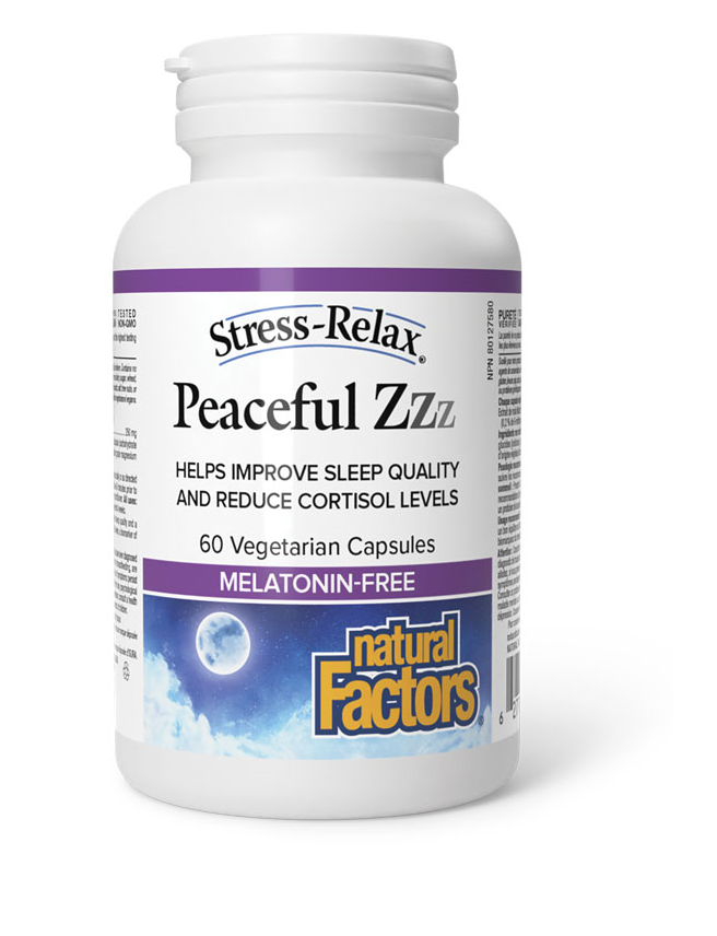 NATURAL FACTORS Stress-Relax PEACEFUL Zzz Cortisol balance and peaceful sleep x 60 V caps