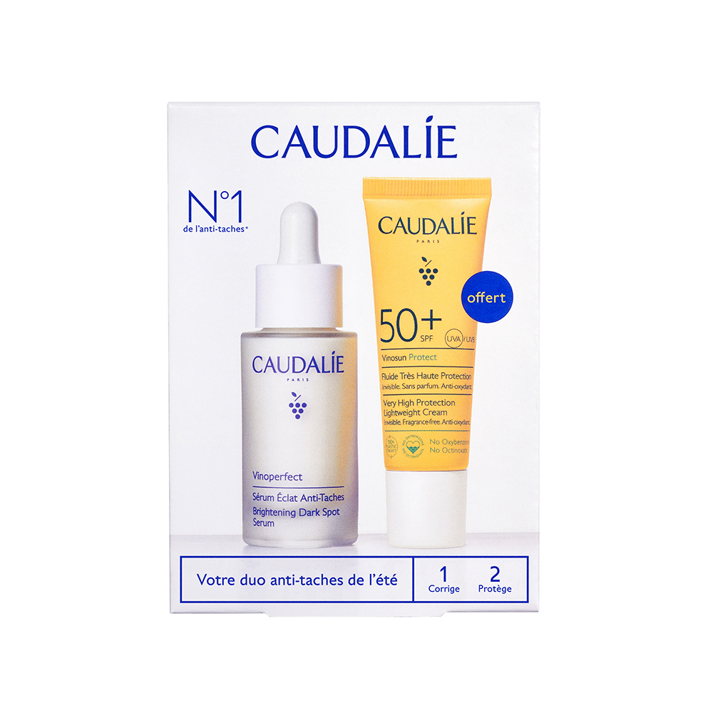 CAUDALIE PROMO VINOPERFECT озаряващ серум 30 ml + Vinosun Protect Лек крем  SPF50+ 25 ml