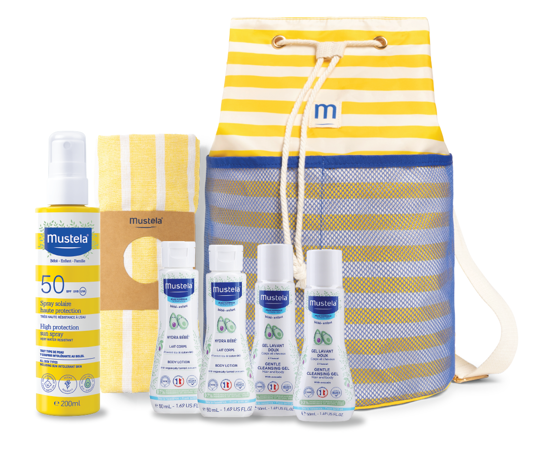 MUSTELA PROMO SUN за цялото семейство SPF50+ спрей 200ml + 4 бр мини продукти+ Раница+ Кърпа