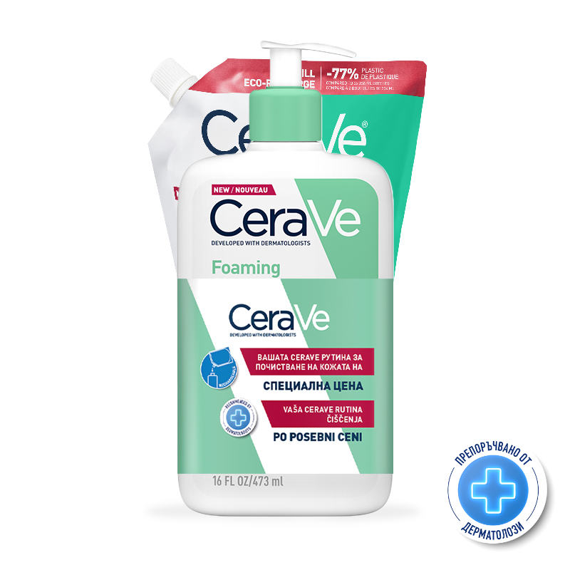 CERAVE PROMO измиваща гел пяна лице и тяло 473ml + рефил 473ml