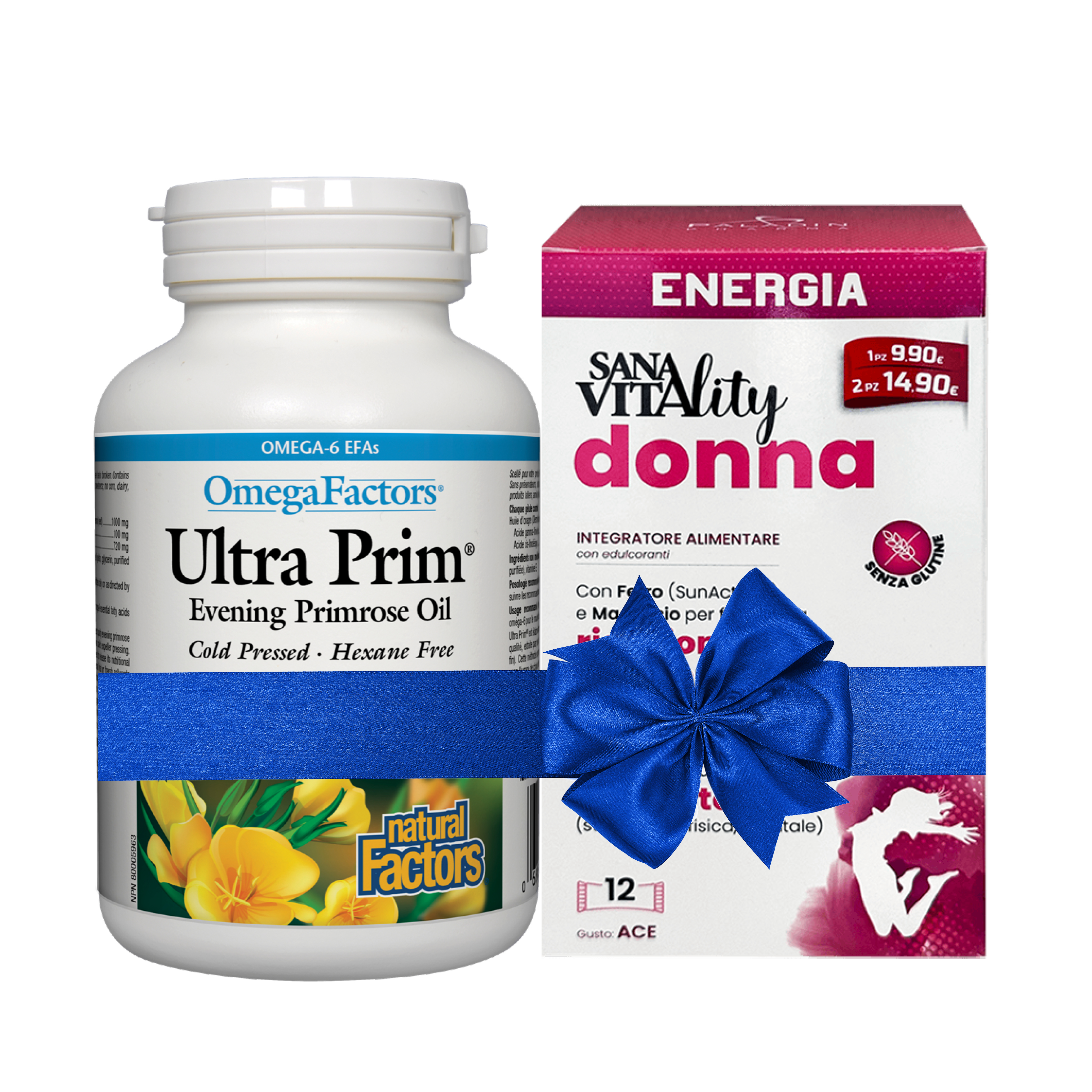 PALADIN PHARMA PROMO ПРОМО ПАКЕТ 4 Вечерна Иглика масло 1000 mg х 90 софтгел капсули + SanaVitality Enegia donna/ Жизненост и енергия (формула за жени) х 12 сашета с течност