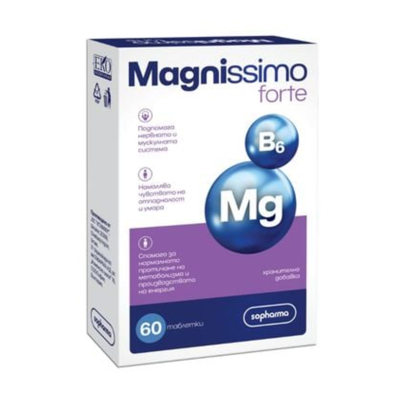 MAGNISSIMO FORTE Mg + B6 подпомага нервната и мускулна система x 60 tabl