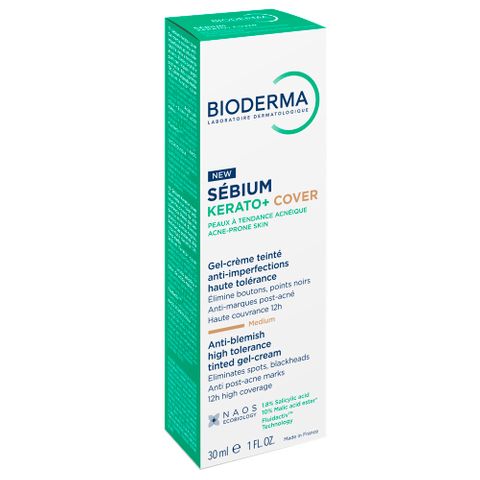 BIODERMA SEBIUM KERATO+ Cover тониран гел-крем против несъвършенства 30ml