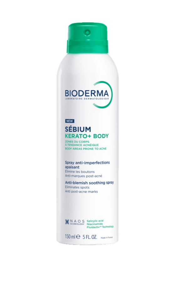 BIODERMA SEBIUM KERATO+ BODY 3-В-1 спрей за тяло за пъпки, белези и зачервявания 150ml
