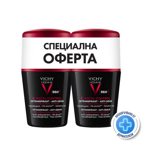 VICHY DUO HOMME CLINICAL CONTROL рол-он дезодорант 96h 50ml 1+1