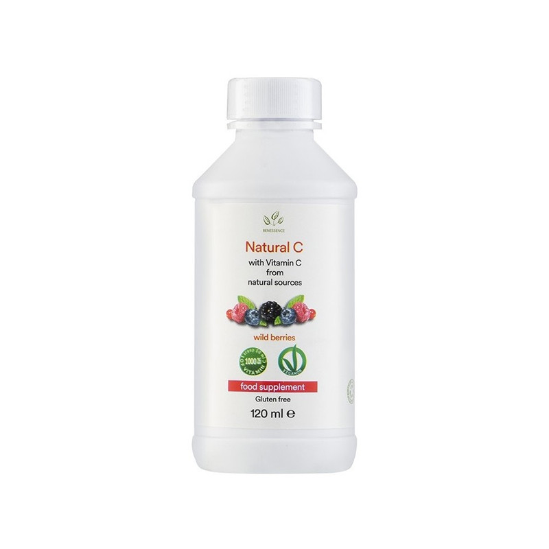 NATURA BENESSENCE VITAMIN C 160mg Витамин С (натурален, от ацерола и шипка) с вкус на горски плодове сироп x 120ml