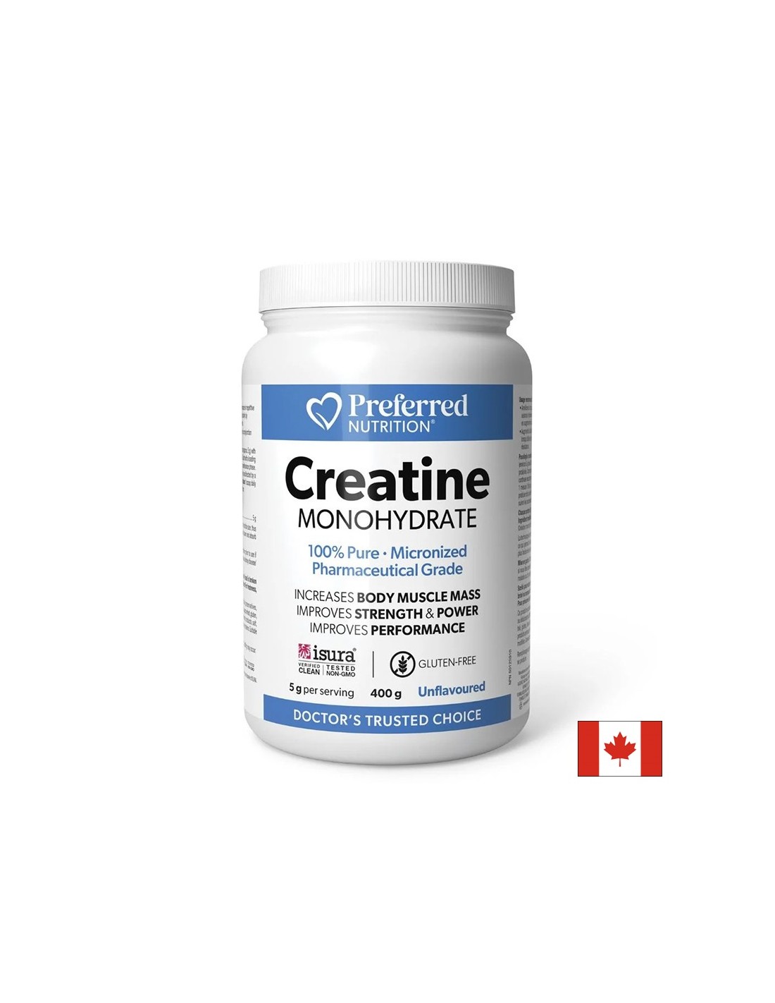 NATURAL FACTORS Preferred NUTRITION CREATINE MONOHYDATE (5000mg per Serving) Креатин монохидрат (микронизиран) за мускулна сила и издържливост, на прах x 400g