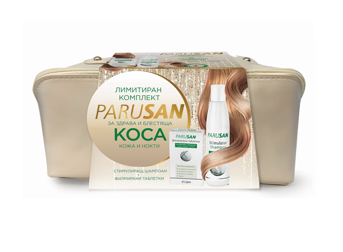 PARUSAN PROMO стимулиращ шампоан за жени 200ml + Parusan x 42tabl +несесер 2025