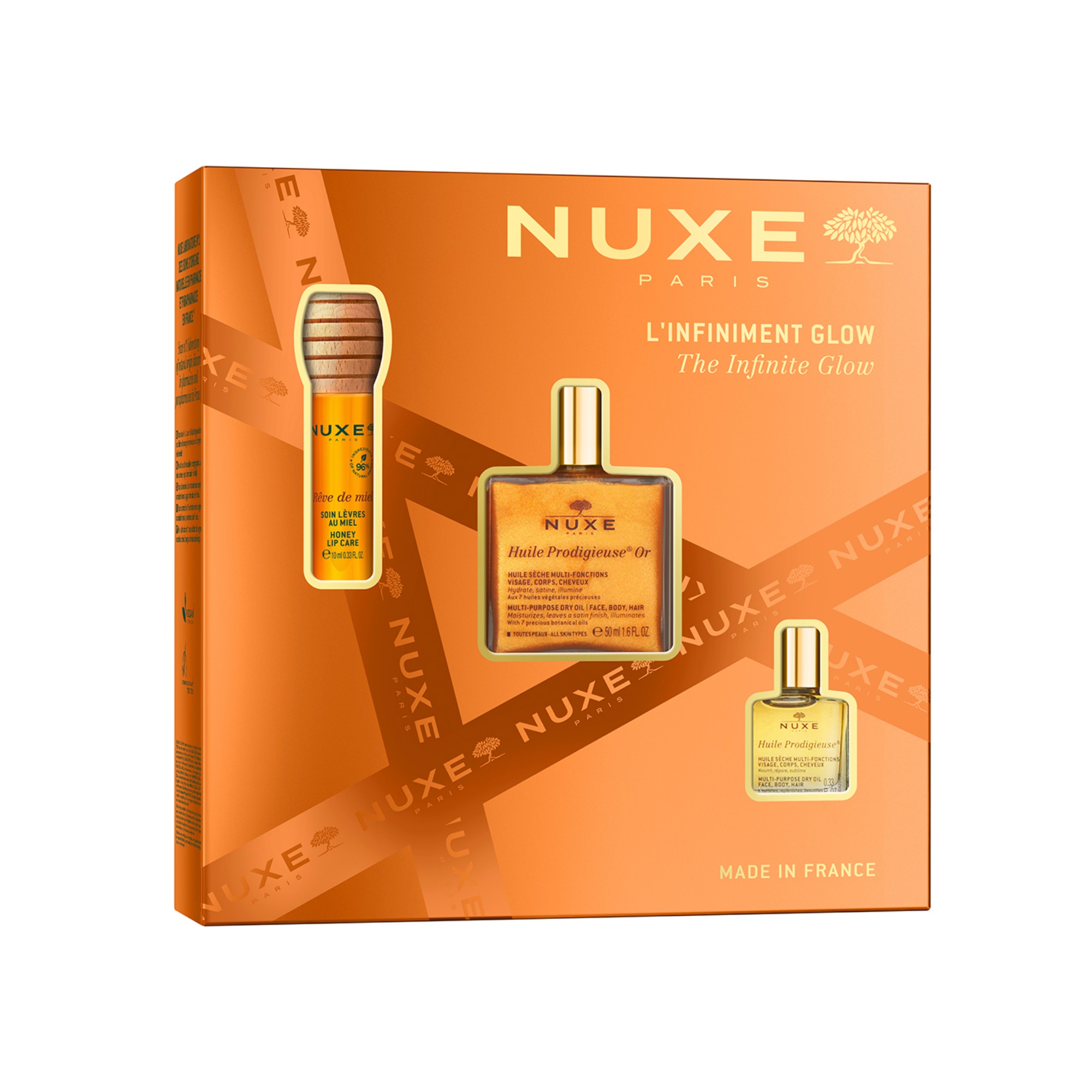 NUXE PROMO HUILE PRODIGIEUSE OR сухо масло 50ml+Reve de Miel медена грижа за устни 10ml + сухо масло 10ml