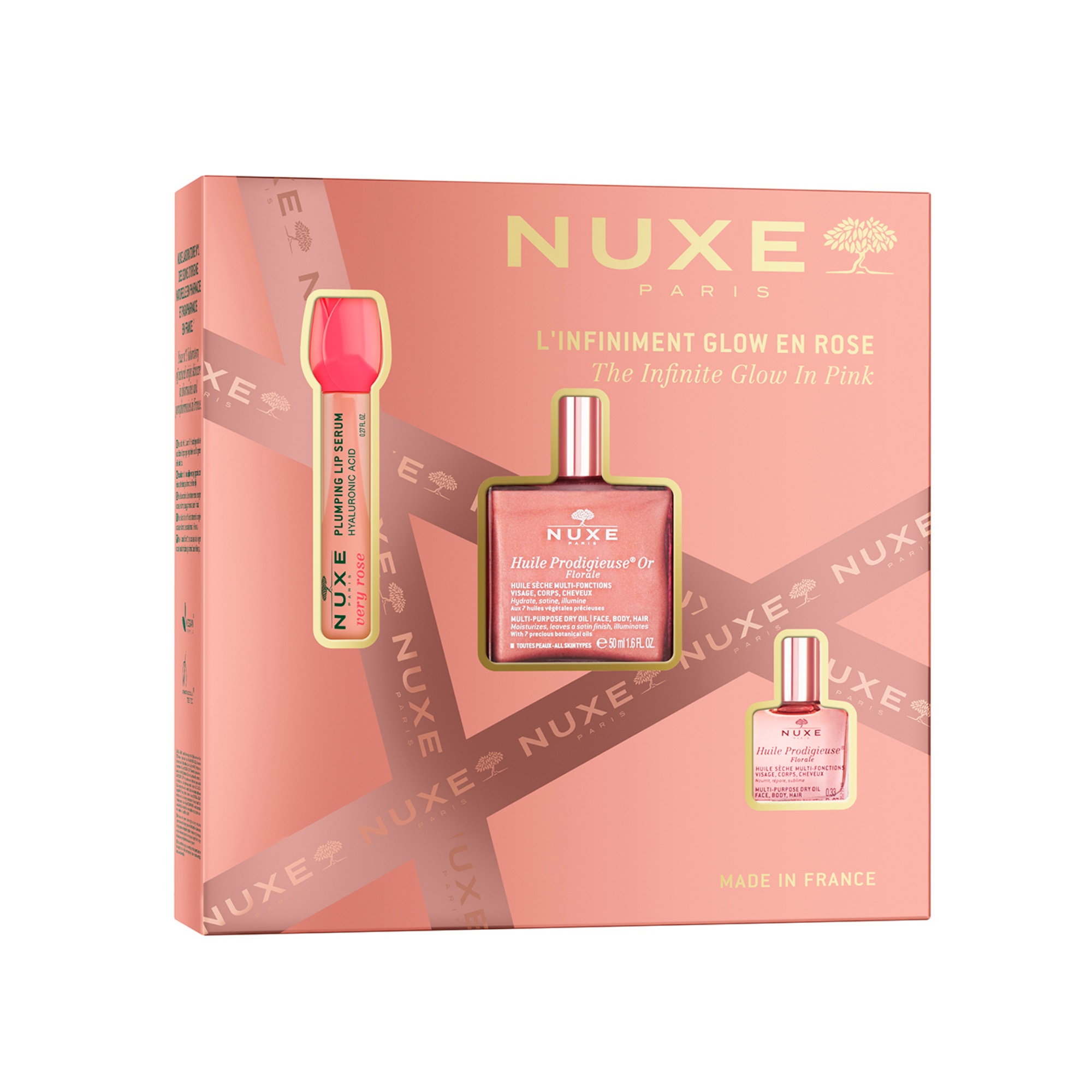 NUXE PROMO HUILE PRODIGIEUSE OR FLORALE сухо масло 50ml + VERY ROSE серум за устни 8ml + флорално сухо масло 10ml