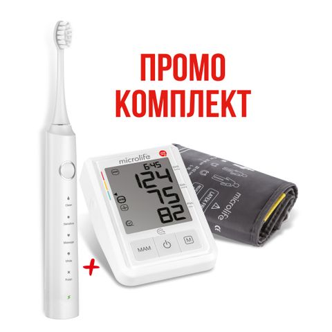 MICROLIFE PROMO BP B3 AFIB автоматичен апарат за кръвно + Microlife Clean S5 White - звукова електрическа четка за зъби 