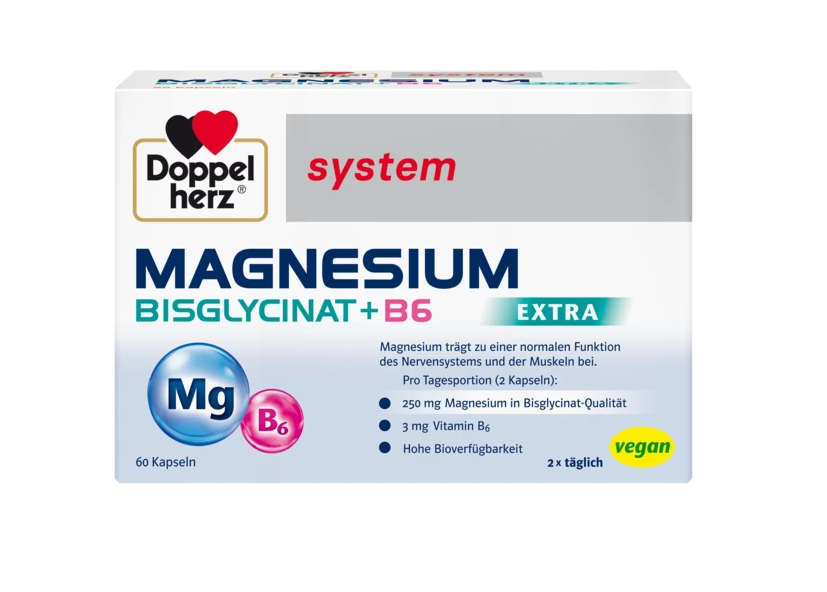DOPPELHERZ AKTIV Magnesium bisglycinate + vitamin B6 Extra x 60 caps