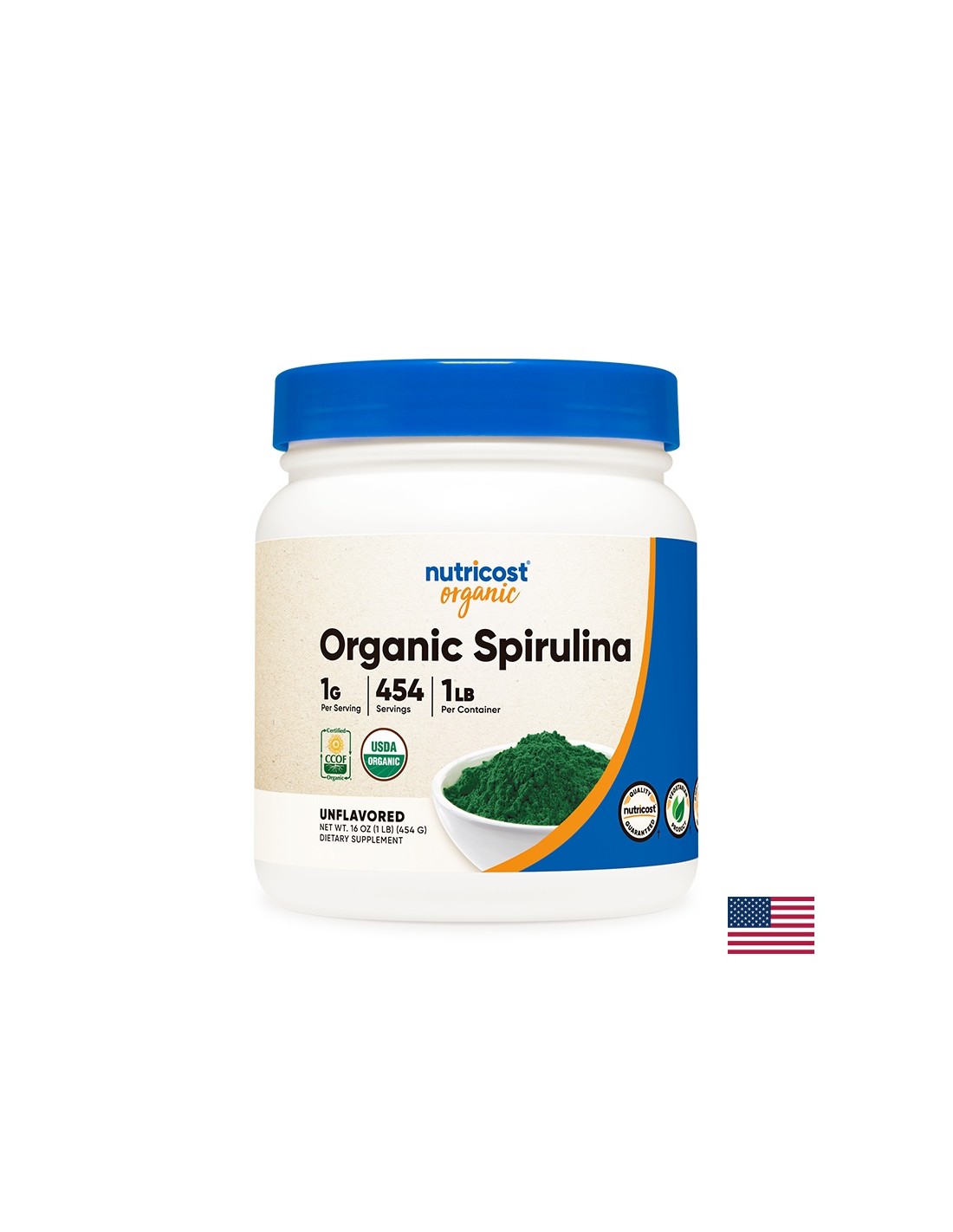 NUTRICOST ORGANIC SPIRULINA (1g per Serving/454 Servings) Спирулина Органик за детоксикация и имунитет на прах x 454 g
