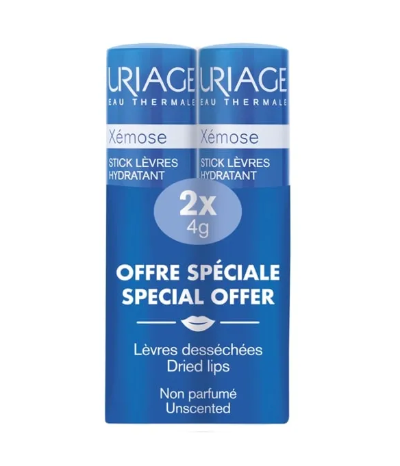 URIAGE DUO XEMOSE хидратиращ възстановяващ стик за устни 4g 1+1