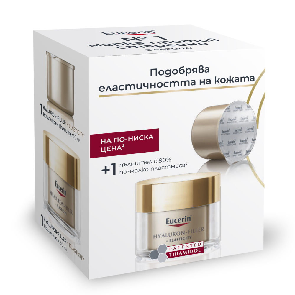 EUCERIN PROMO HYALURON FILLER + ELASTICITY нощен крем 50ml + рефил 50ml