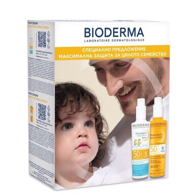 BIODERMA PROMO PHOTODERM SPF50+ слънцезащитен спрей 200ml + PHOTODERM PEDIATRICS SPF50+ спрей 200ml