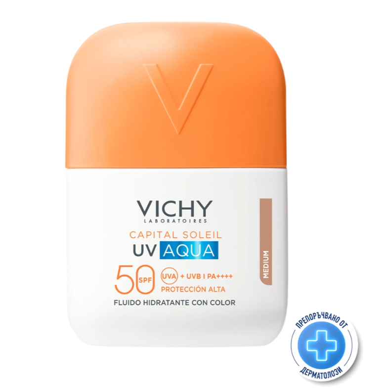 VICHY SOLEIL SPF50 UV AQUA MEDIUM оцветен флуид за лице 50ml