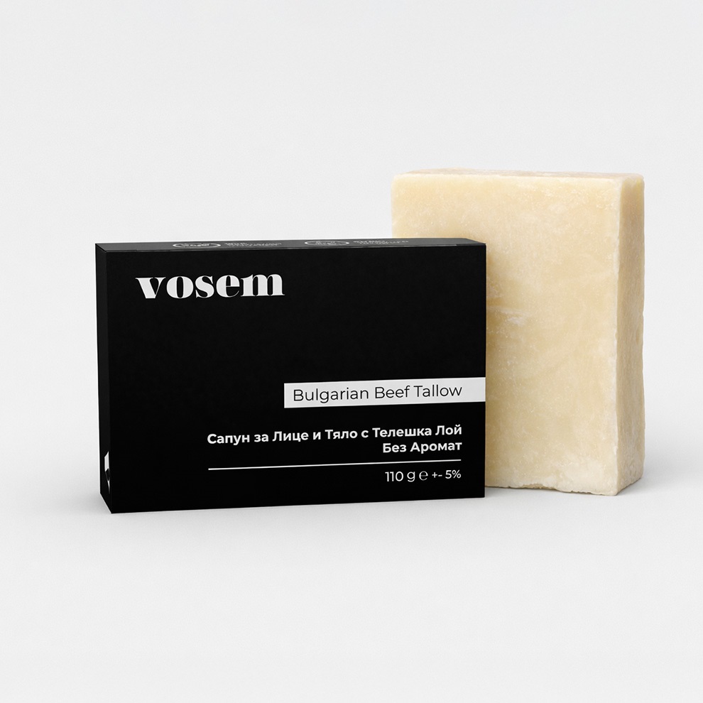 VOSEM Ръчен сапун за лице и тяло с телешка лой без аромат