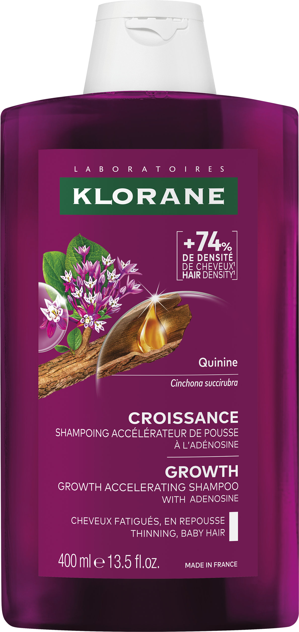 KLORANE Хинин и аденозин шампоан за растеж 400ml