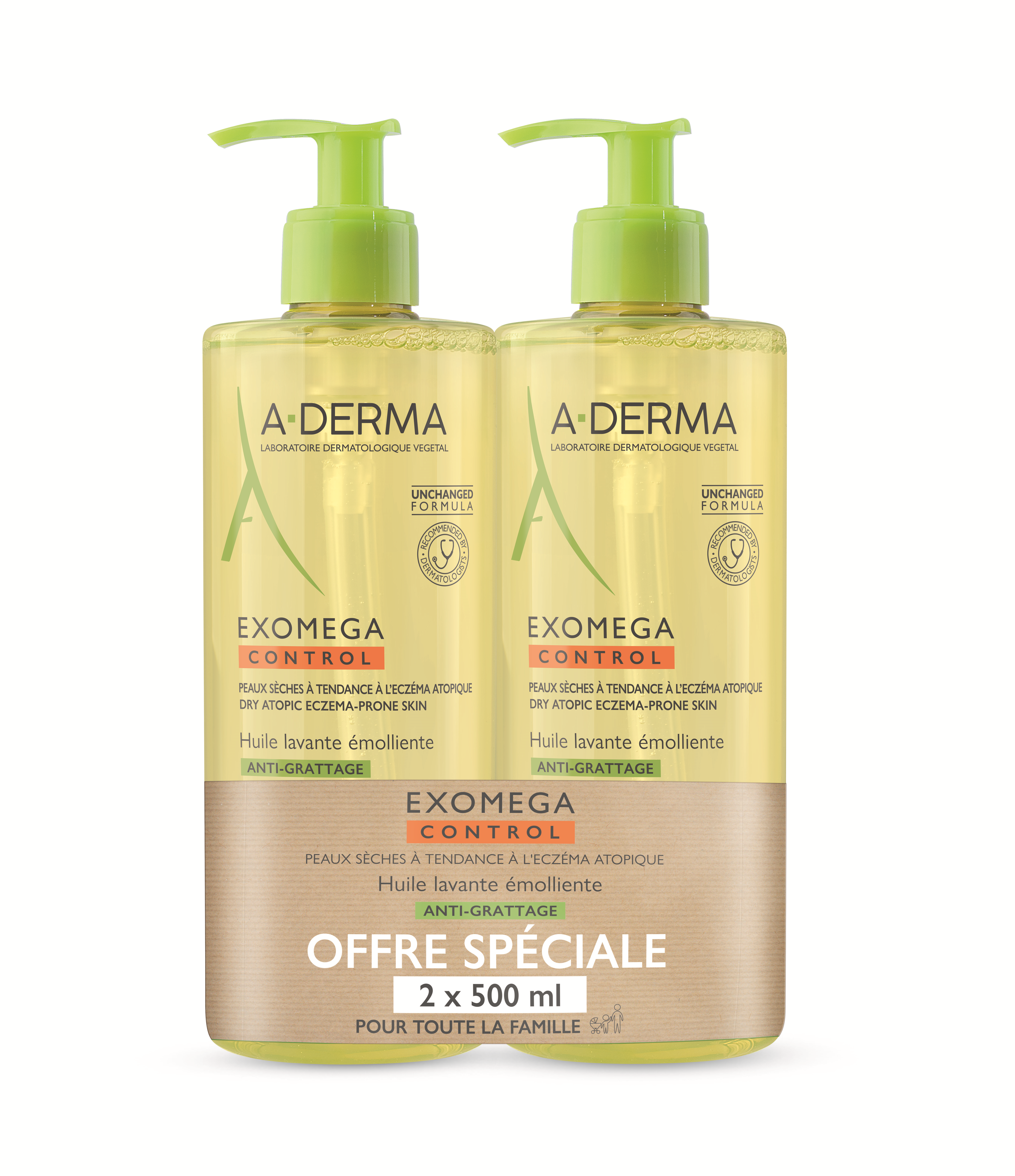 A-DERMA DUO EXOMEGA CONROL Емолиентно душ-олио за суха и чувствителна кожа  2 x 500ml специална цена