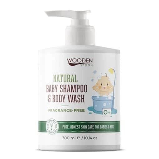 WOODEN SPOON Бебешки натурален шампоан за коса и тяло (без аромат) 300 ml