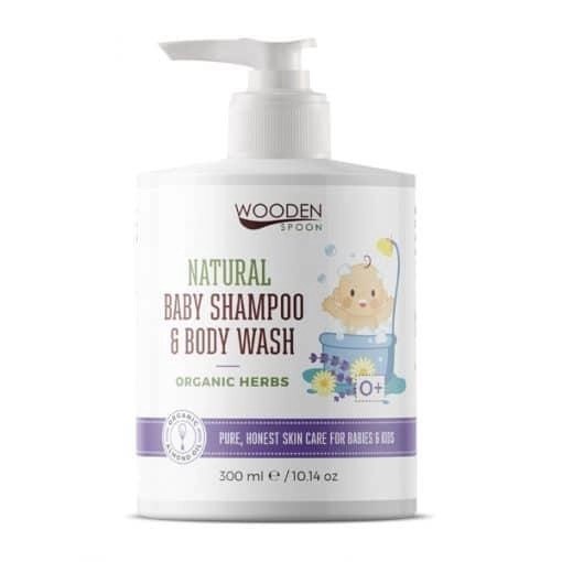 WOODEN SPOON Бебешки натурален шампоан за коса и тяло (Organic Herbs) 300 ml