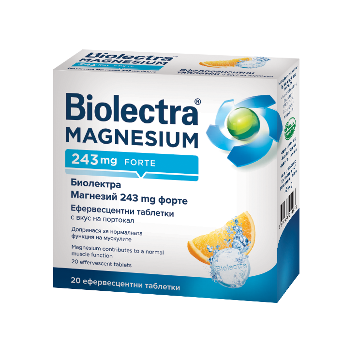BIOLECTRA MAGNESIUM forte 243mg портокал x 20 eff tabl